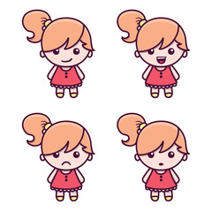 Cute cartoon girl character in Kawaii style