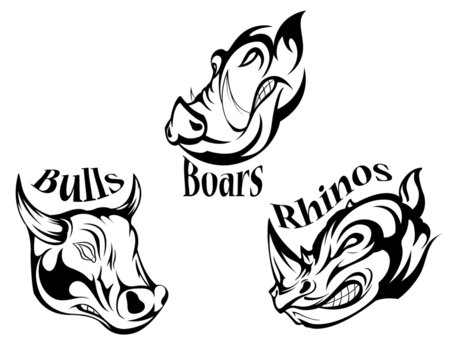 rhino boar bull horn head