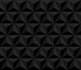 dark pyramid. vector seamless pattern with triangles. black geometric background. visual illusion