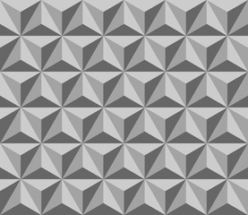 gray pyramid. vector seamless pattern with triangles. simple geometric background. visual illusion