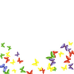 Background with Colorful Butterflies. Simple Feminine Pattern for Card, Invitation, Print. Trendy Decoration with Beautiful Butterfly Silhouettes. Vector Background with Moth