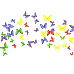 Background with Colorful Butterflies. Simple Feminine Pattern for Card, Invitation, Print. Trendy Decoration with Beautiful Butterfly Silhouettes. Vector Background with Moth