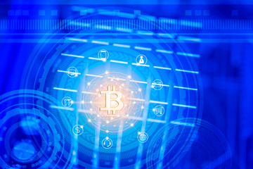 Abstract background concept of bitcoin crypt currency block chain with business and finance icon and circuit board background