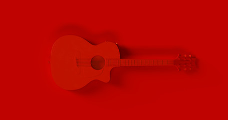 Red Electric Acoustic Guitar 3d illustration	