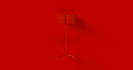 Red Sheet Music Stand 3d illustration	