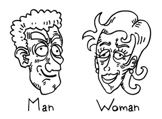 man and woman face design