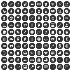 100 libra icons set black circle