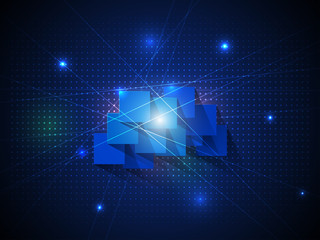 Vector abstract blue background with lines and rectangles.