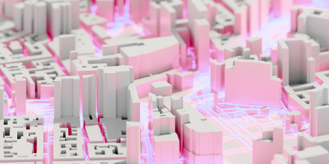 Fototapeta premium Techno mega city; urban and futuristic technology concepts, original 3d rendering