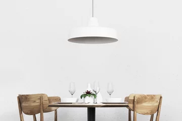 Papier Peint photo autocollant Restaurant Table ronde avec chaises dans un restaurant