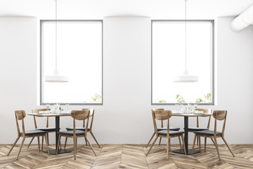 White loft restaurant interior