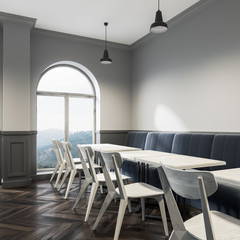 White modern cafe interior, window