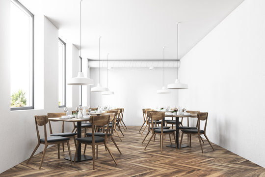 White modern cafe interior