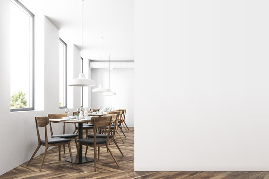 Loft luxury restaurant interior, mock up wall
