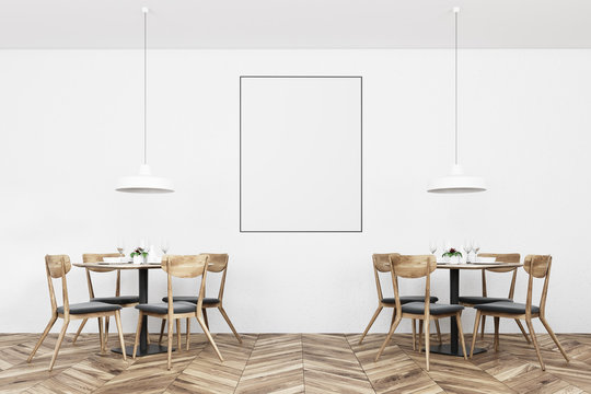 White loft restaurant interior, poster
