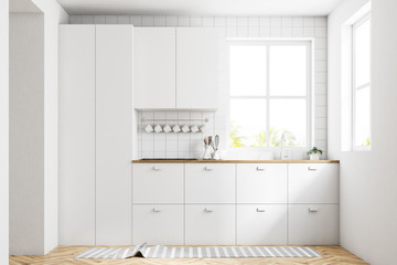 White kitchen interior, countertops