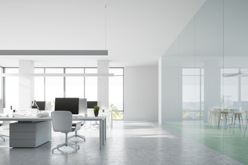 Obraz na płótnie Canvas Front view of a concrete floor open space office
