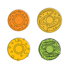 Donut icon set, color outline style