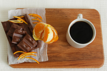 A cup of coffee and sweets