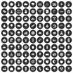 100 lumberjack icons set black circle