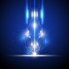 Vector modern laser technology with spark light effect abstract background
