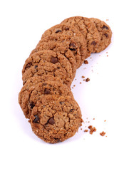 Chocolate homemade pastry biscuits isolated on white background