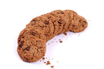 Chocolate homemade pastry biscuits isolated on white background