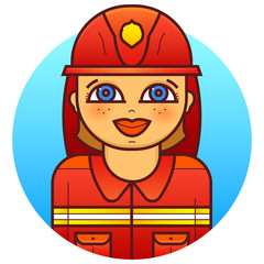 Woman firefighter vector illustration