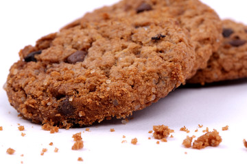 Chocolate homemade pastry biscuits isolated on white background