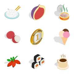 Polyvitaminic icons set, isometric style