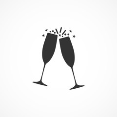 Fototapeta Vector image of the champagne glasses icon. obraz