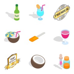 Vitamin deficiency icons set, isometric style