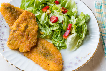 Fried Crispy Sardine Fish Plate with Salad / Seafood Sardalya