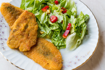 Fried Crispy Sardine Fish Plate with Salad / Seafood Sardalya