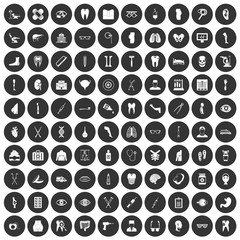 100 medicine icons set black circle