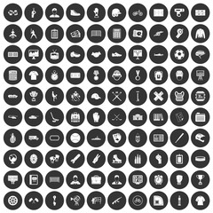 100 mens team icons set black circle