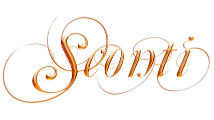 golden lettering, "sconti" (discount) italian word, 3d illustration