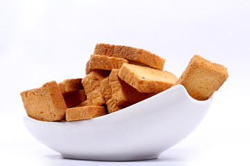 crispy rusk on white