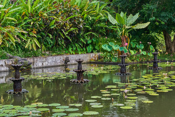 Beautiful park in Tirta Gangga water palace on Bali island, Indonesia