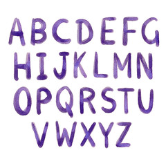 Hand drawn watercolor alphabet, font, letters