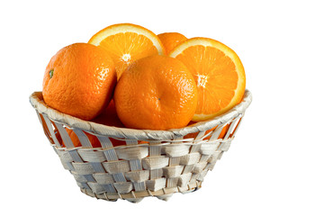 Basket fresh tangerine on the white isolated background.