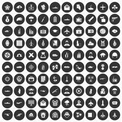 100 military journalist icons set black circle
