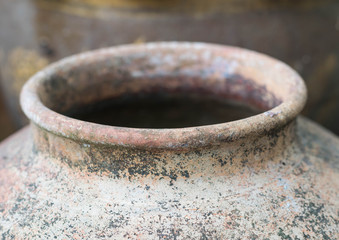 Old asian traditional clay pots
