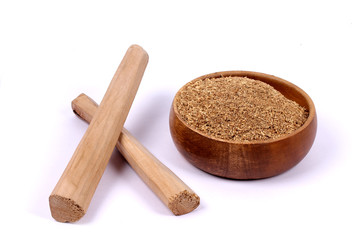 Chandan or sandalwood, sandalwood sticks, perfume, selective focus