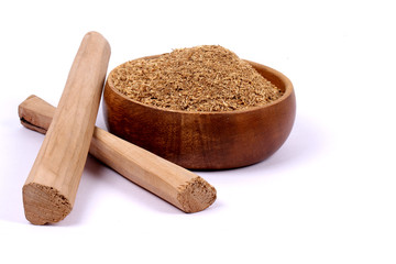 Chandan or sandalwood, sandalwood sticks, perfume, selective focus