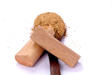 Chandan or sandalwood, sandalwood sticks, perfume, selective focus
