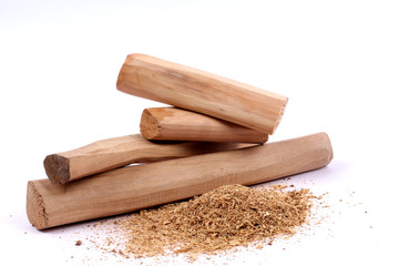 Chandan or sandalwood, sandalwood sticks, perfume, selective focus