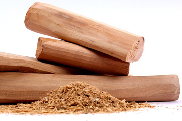 Chandan or sandalwood, sandalwood sticks, perfume, selective focus