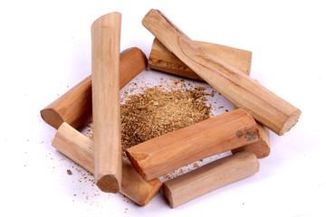 Chandan or sandalwood, sandalwood sticks, perfume, selective focus