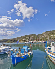 Greece, blue "Kaiki" traditional fishing boat
